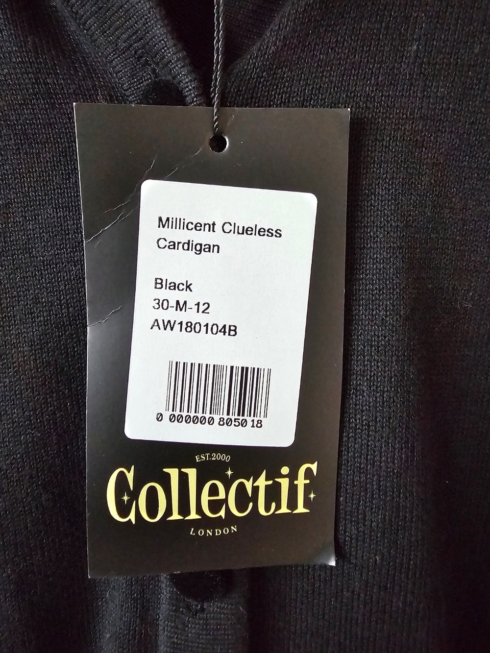 Collectif Black Cardigan with Yellow Tartan Collar - Picture 11 of 11